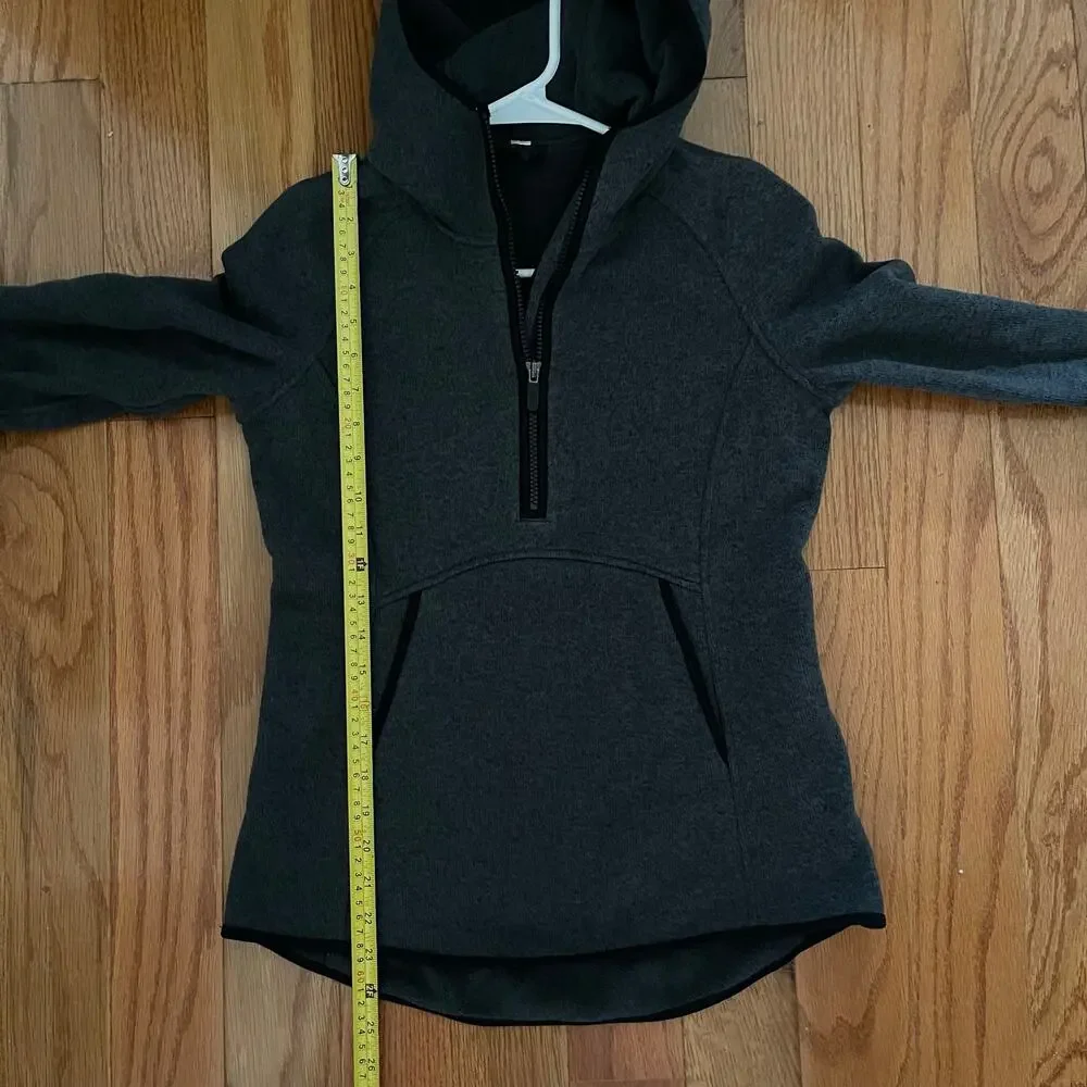 Lululemon Fleece & Thank You Pullover 6 Grey 1/2 Zip Hoodie Sweatshirt W3BEGS